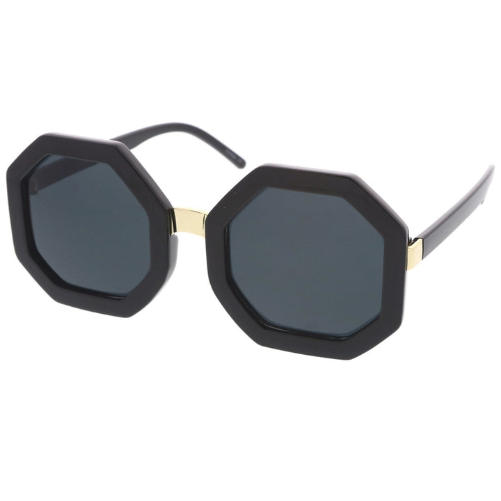 Retro Metal Nose Bridge Octagon Shape Oversize Sunglasses 53mm Image 2