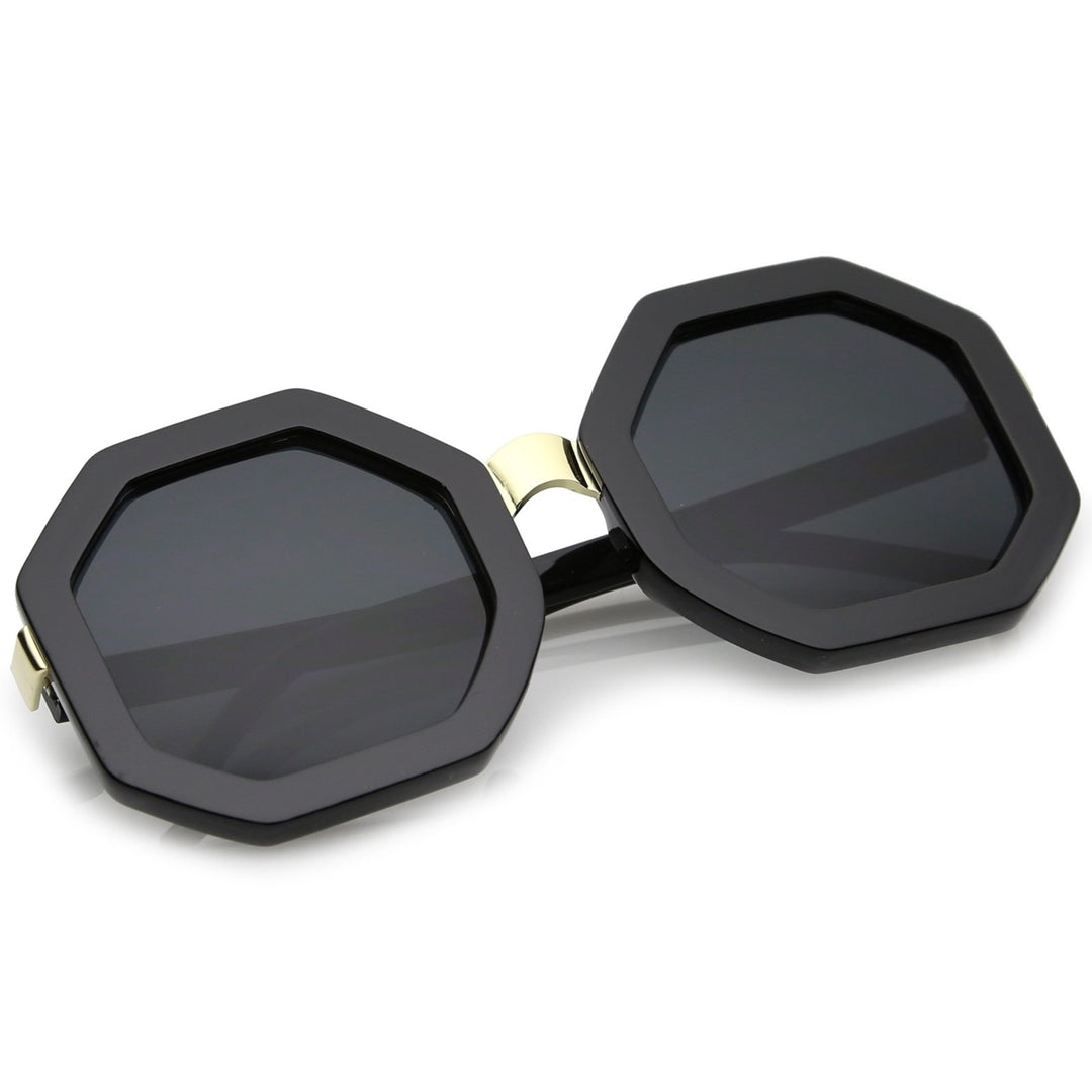 Retro Metal Nose Bridge Octagon Shape Oversize Sunglasses 53mm Image 4