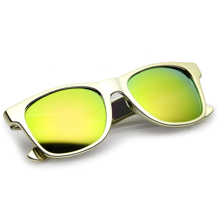 Retro Metallic Square Colored Mirror Lens Horn Rimmed Sunglasses 55mm Image 4
