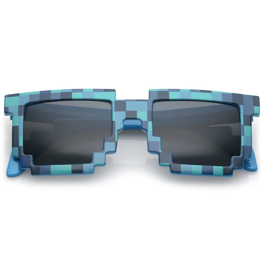 Retro Pixelated Square Sunglasses 50mm Lens Bright Color Fun UV Protection Image 1