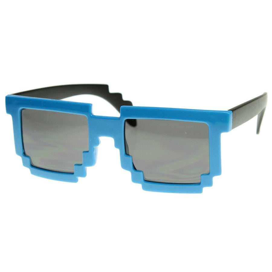 Retro Novelty Nerd Geek Gamer Colorful 2-Tone Pixel Glasses Image 1