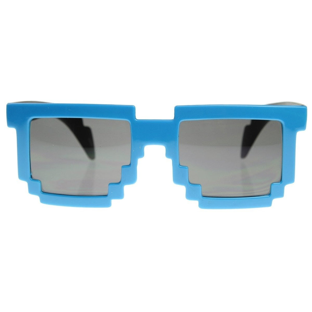 Retro Novelty Nerd Geek Gamer Colorful 2-Tone Pixel Glasses Image 2