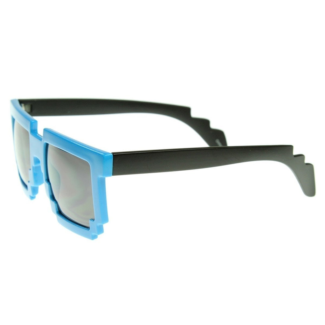 Retro Novelty Nerd Geek Gamer Colorful 2-Tone Pixel Glasses Image 3