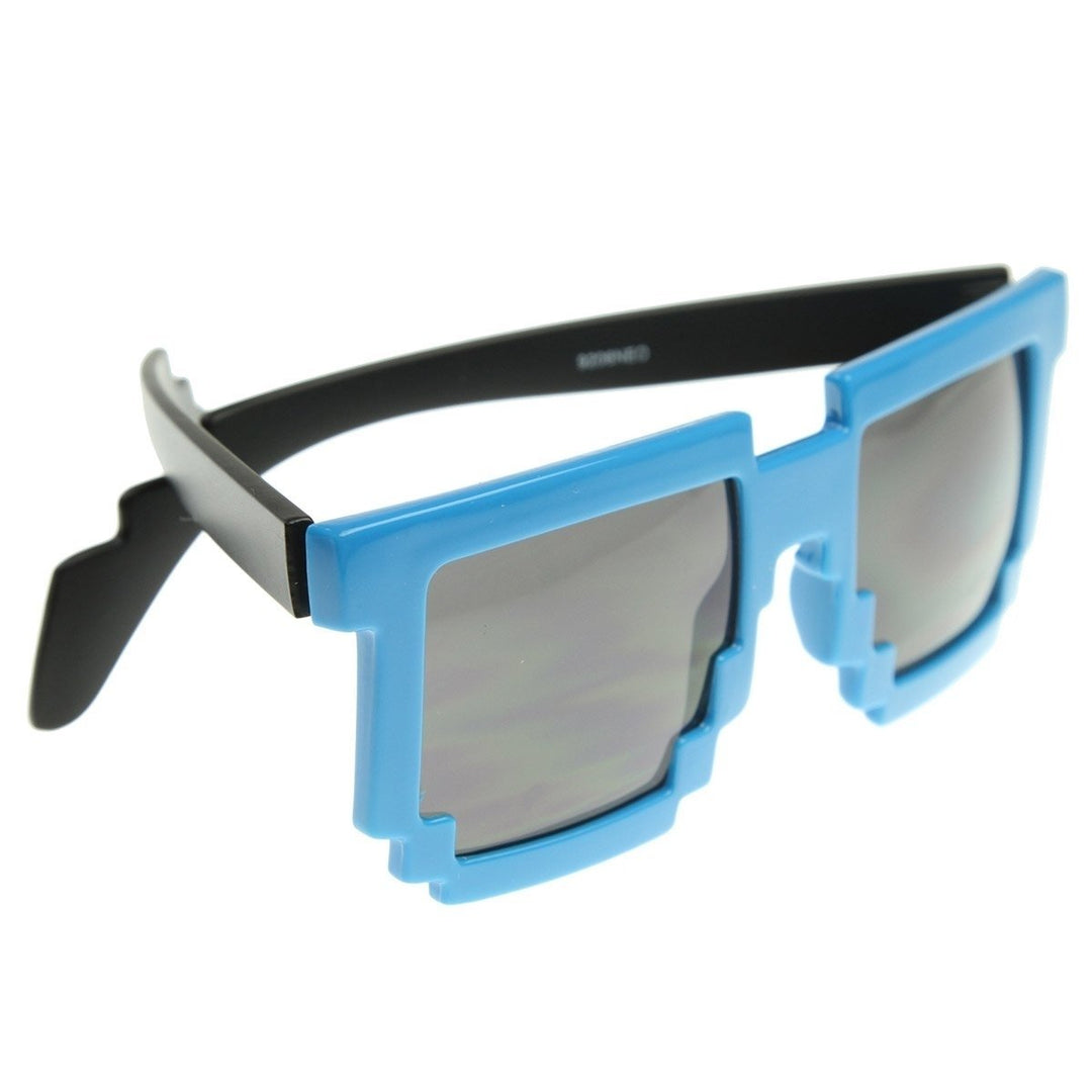 Retro Novelty Nerd Geek Gamer Colorful 2-Tone Pixel Glasses Image 4