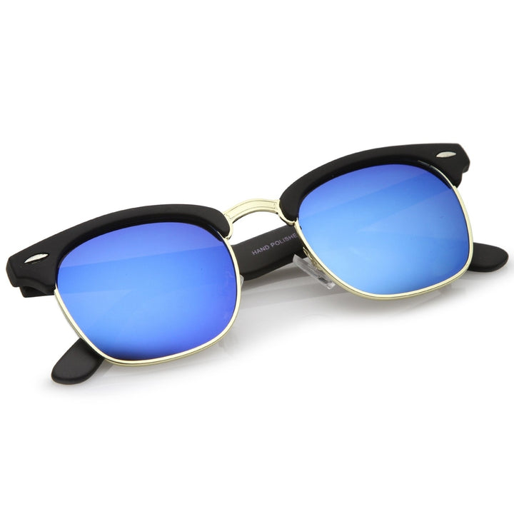 Rubberized Mirror Polarized Lens Half Frame Sunglasses 49mm Image 4