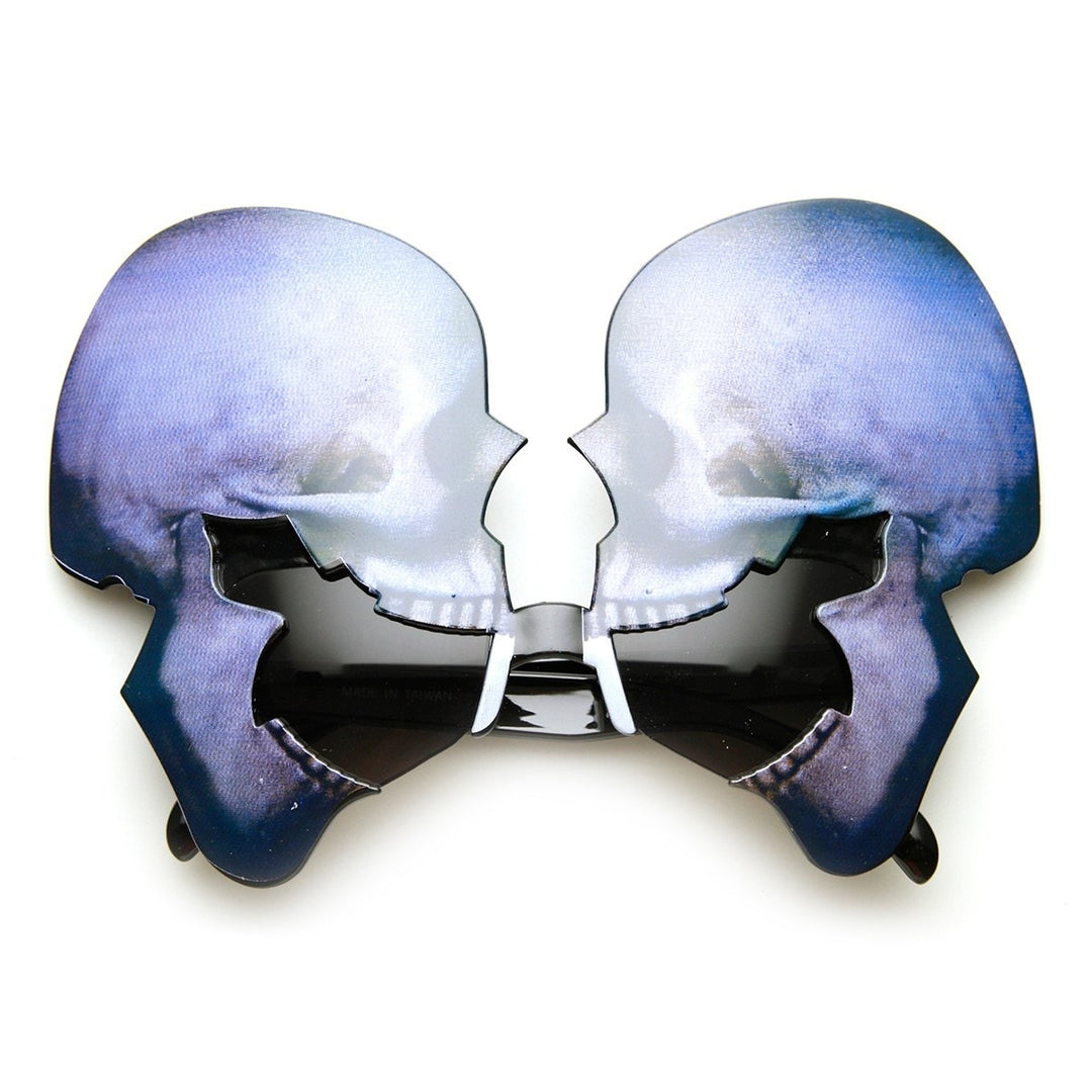 Skull Skeleton Head Glitter Halloween Costume Party Novelty Sunglasses Image 1