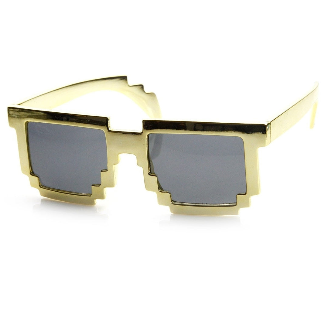 Shiny Foil Color Pixel 8-Bit CPU Gamer Geek Novelty Sunglasses Image 2