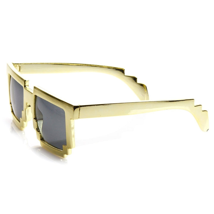 Shiny Foil Color Pixel 8-Bit CPU Gamer Geek Novelty Sunglasses Image 3