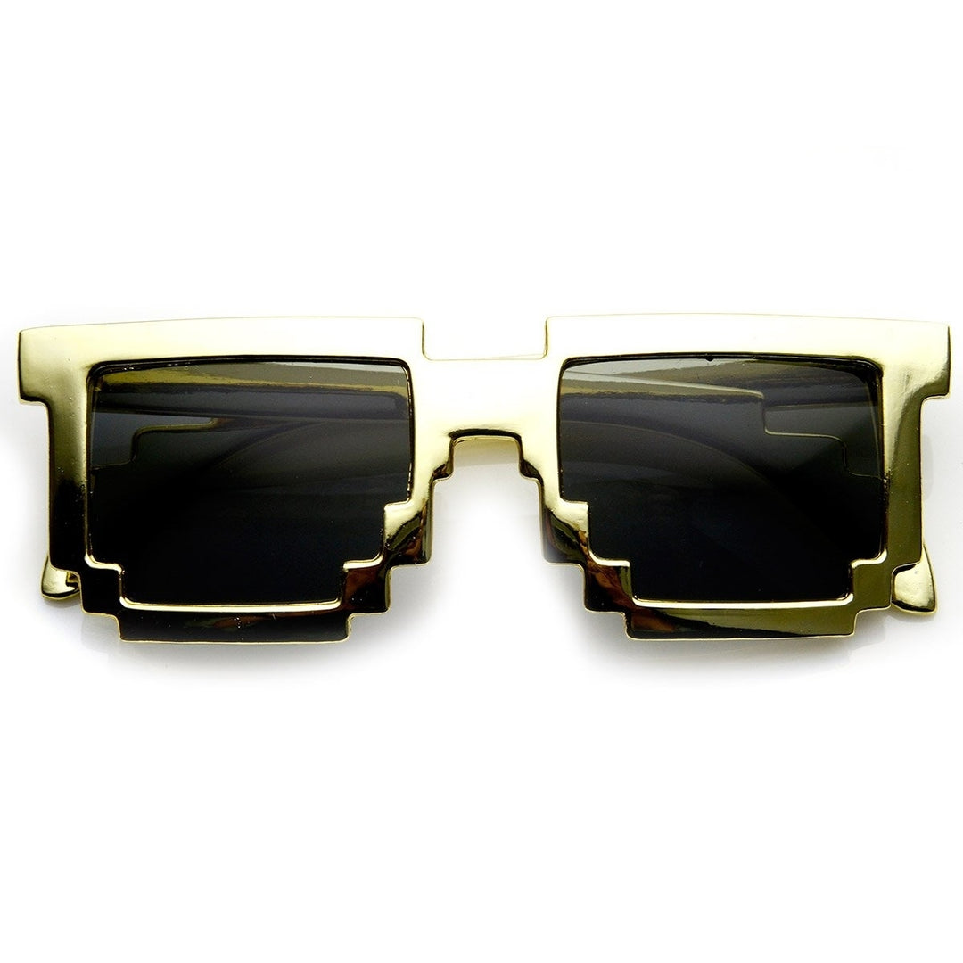 Shiny Foil Color Pixel 8-Bit CPU Gamer Geek Novelty Sunglasses Image 4
