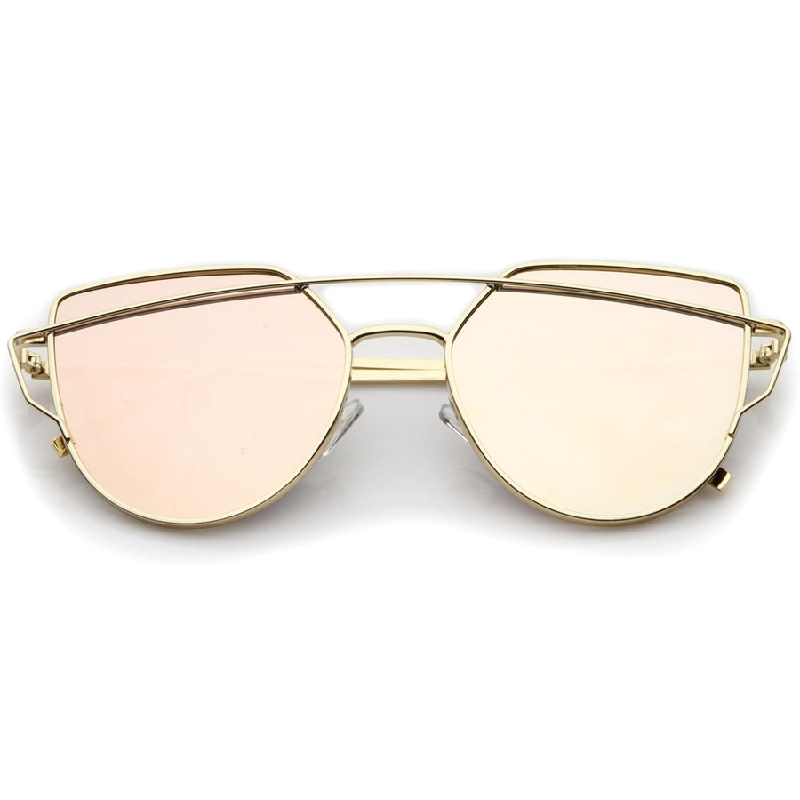 Small Metal Frame Aviator Sunglasses Color Mirror Flat Lens 54mm UV400 Image 1