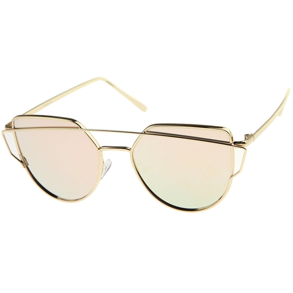 Small Metal Frame Aviator Sunglasses Color Mirror Flat Lens 54mm UV400 Image 2