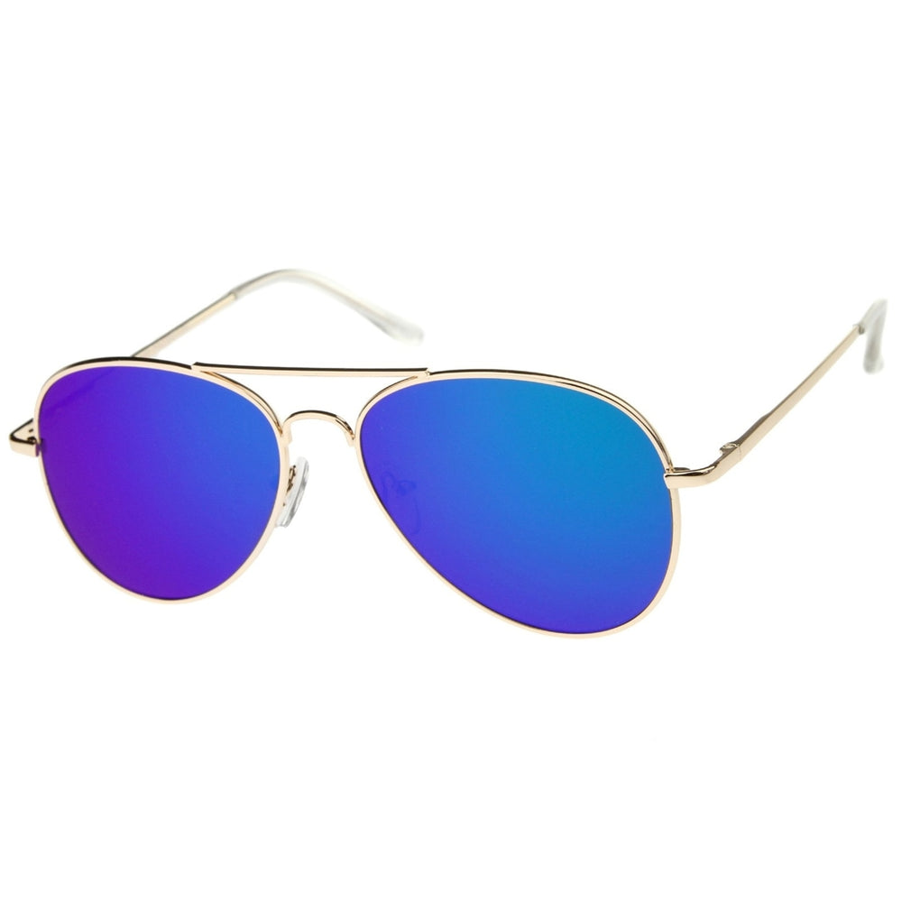 Full Metal Teardrop Flat Lens Aviator Sunglasses 56mm Color Reflective UV400 Image 2