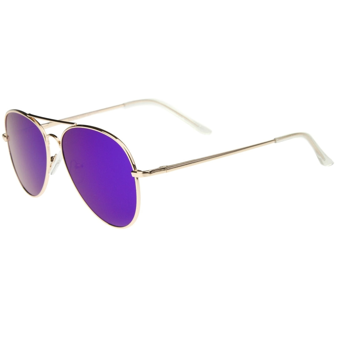 Small Full Metal Color Mirror Teardrop Flat Lens Aviator Sunglasses 56mm Image 3