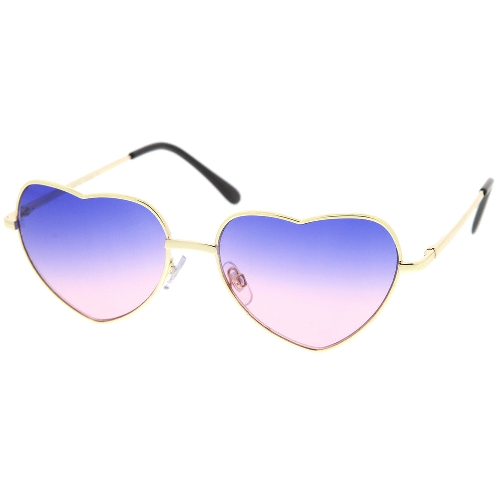 Heart Sunglasses Small 52mm Metal Frame Vibrant Gradient Lens Fashion Accessory Image 2