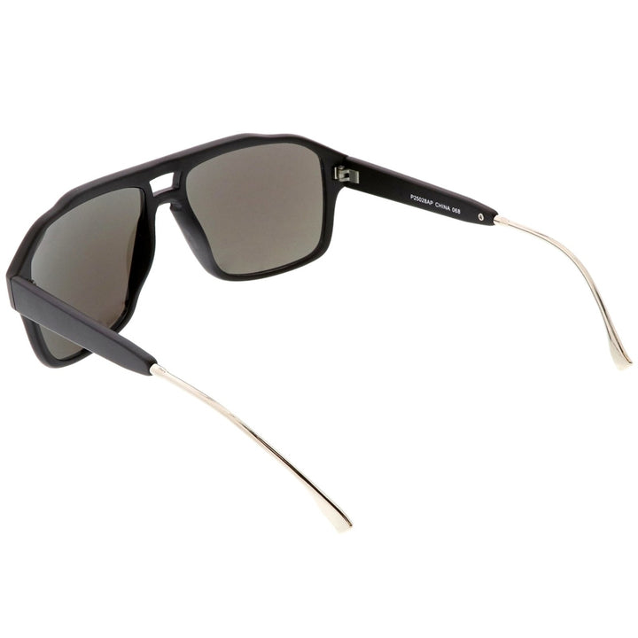 Sporty Aviator Sunglasses Flat Top Keyhole Nose Bridge Square Mirrored Lens 55mm Image 4