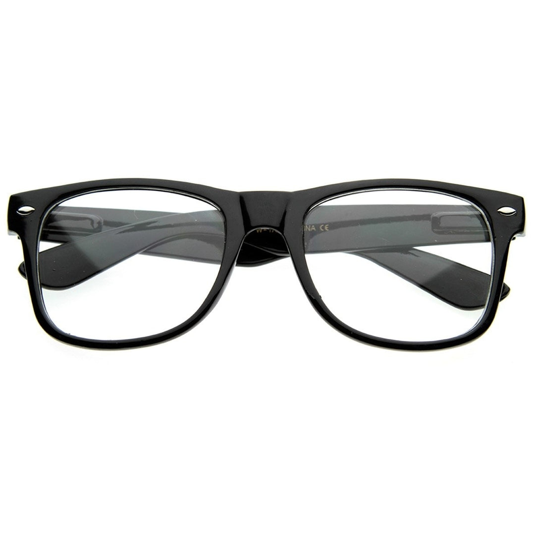 Standard Retro Clear Lens Nerd Geek Assorted Color Horn Rimmed Glasses Image 1