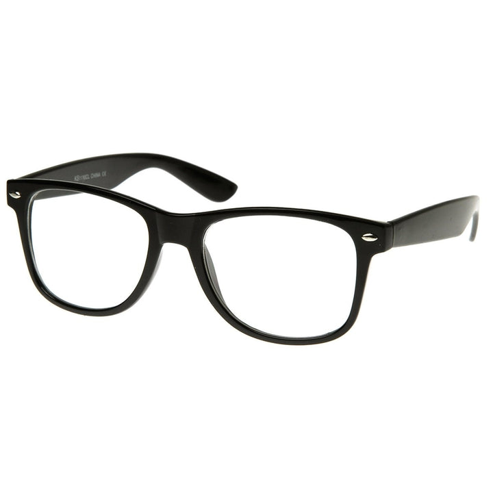 Standard Retro Clear Lens Nerd Geek Assorted Color Horn Rimmed Glasses Image 2