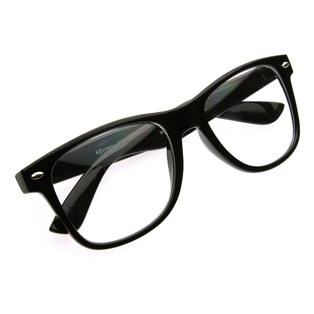 Standard Retro Clear Lens Nerd Geek Assorted Color Horn Rimmed Glasses Image 4