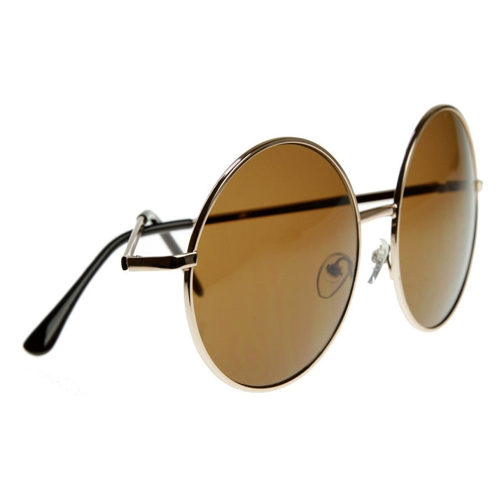 Super Large Oversized Metal Round Circle Sunglasses Image 4