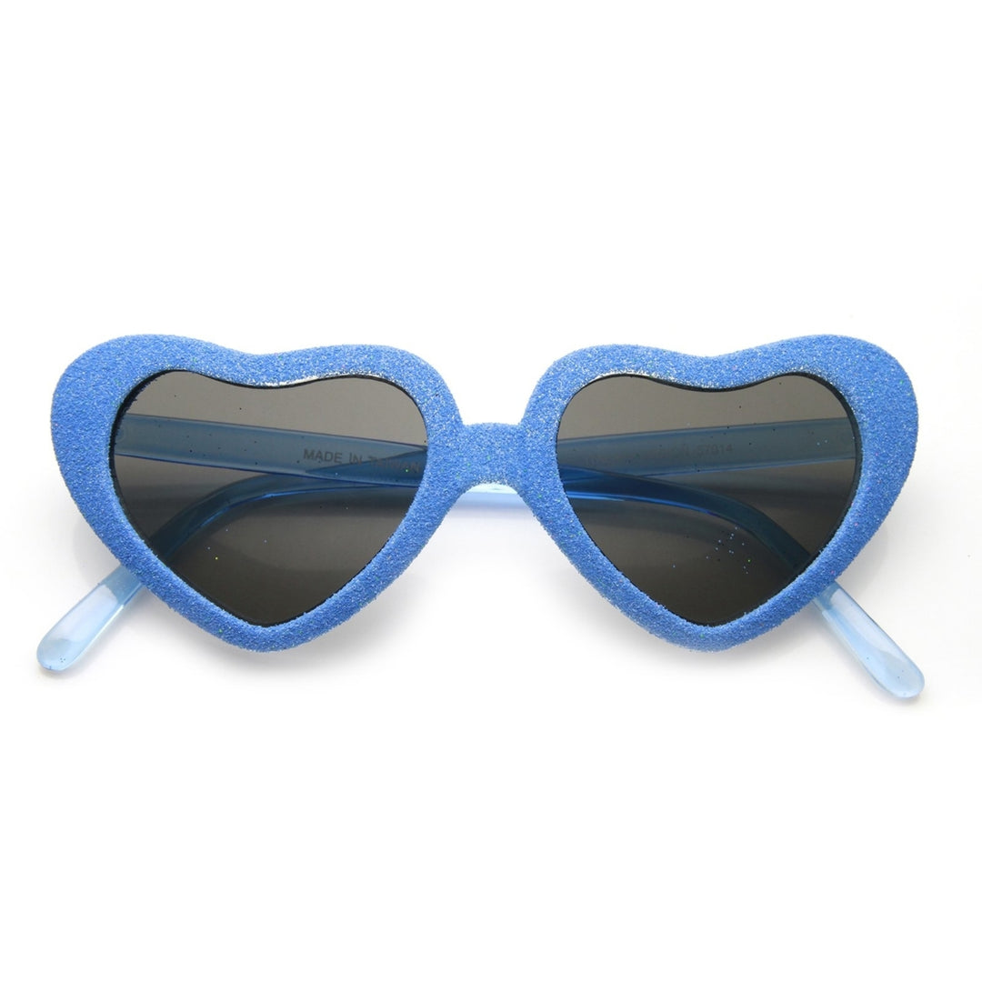 Super Oversized Heart Shape Colorful Glitter Party Novelty Sunglasses Image 1