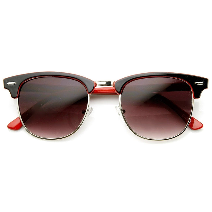 Two-Tone Colorful Classic Half Frame Horn Rimmed Sunglasses Image 1