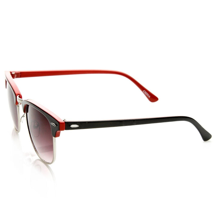 Two-Tone Colorful Classic Half Frame Horn Rimmed Sunglasses Image 3