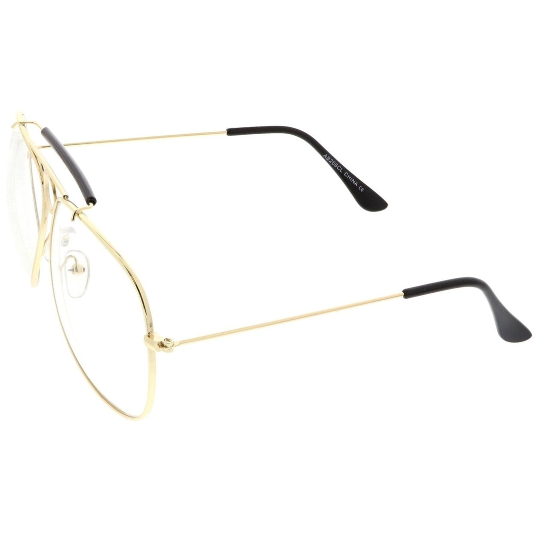 Oversize Aviator Glasses 64mm Clear Lens Double Crossbar Metal Frame Black Accent Image 3