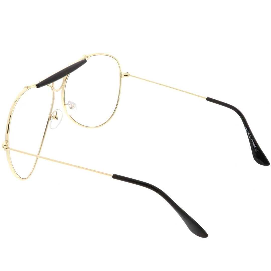 Oversize Aviator Glasses 64mm Clear Lens Double Crossbar Metal Frame Black Accent Image 4