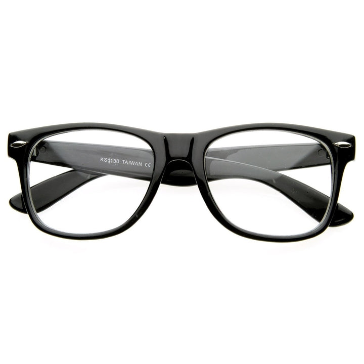 Vintage Inspired Eyewear Original Geek Nerd Clear Lens Horn Rimmed Glasses Image 1