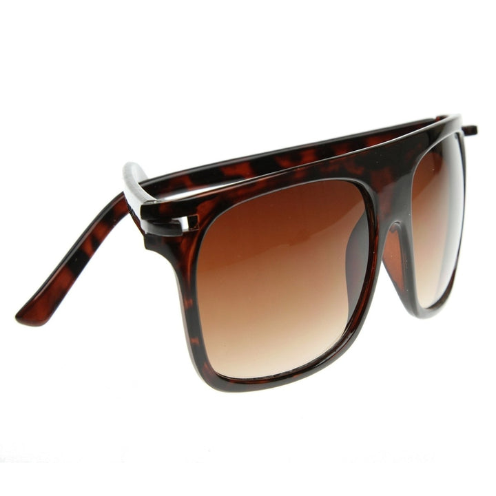 Vintage Inspired Flat Top Classic Retro Plastic Aviator Sunglasses Image 4