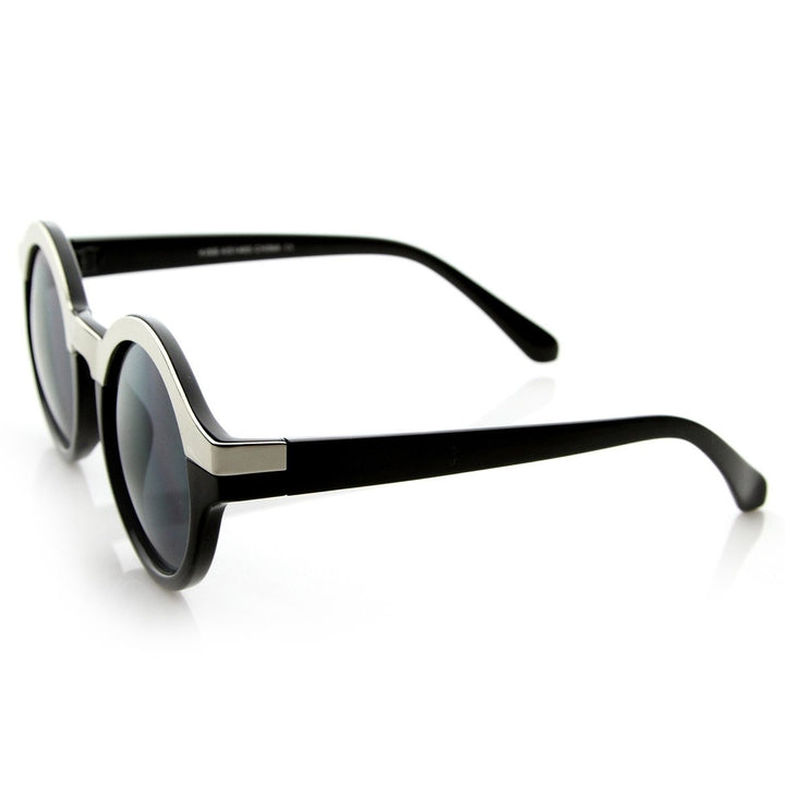 Vintage Inspired Retro Fashion Round Horned Circle Sunglasses Image 3