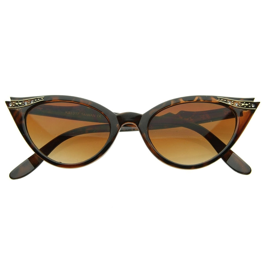 Vintage Inspired Mod Womens Fashion Rhinestone Cat Eye Sunglasses Image 1