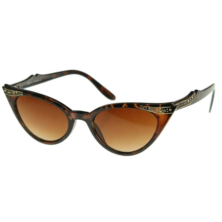 Vintage Inspired Mod Womens Fashion Rhinestone Cat Eye Sunglasses Image 2