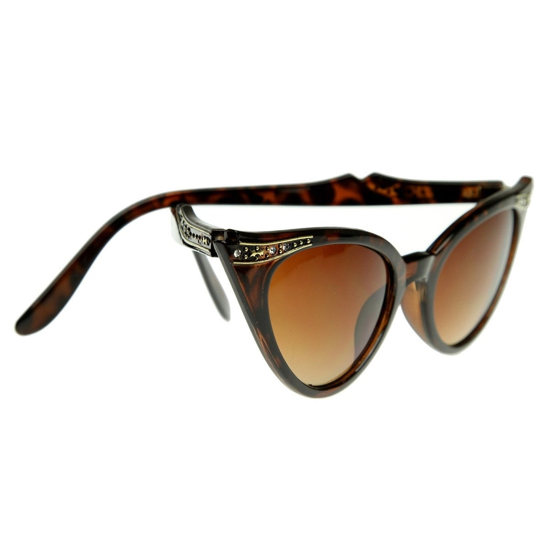 Vintage Inspired Mod Womens Fashion Rhinestone Cat Eye Sunglasses Image 4