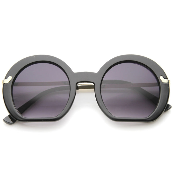 Womens High Fashion Flat Bottom Oversize Round Sunglasses 50mm Image 1