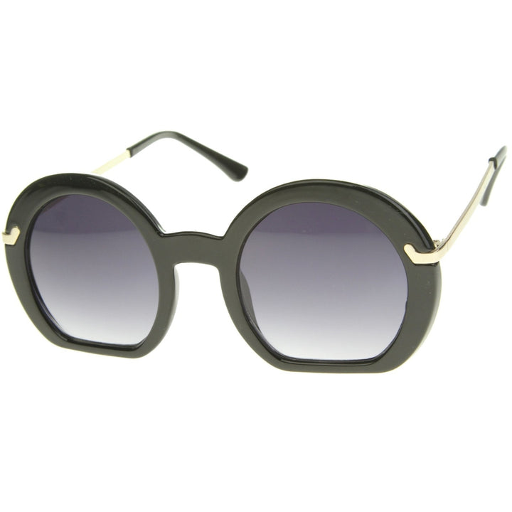 Womens High Fashion Flat Bottom Oversize Round Sunglasses 50mm Image 2