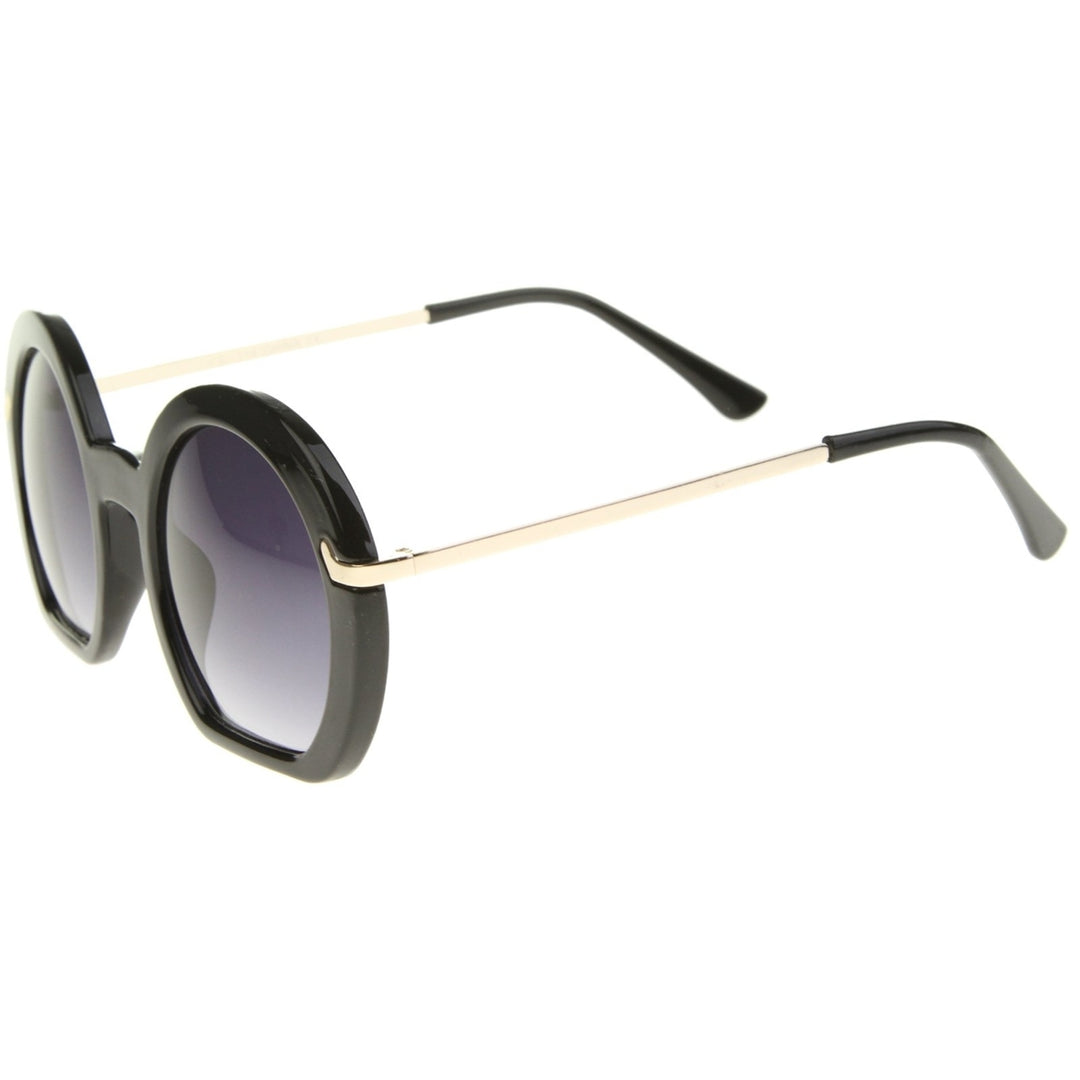 Womens High Fashion Flat Bottom Oversize Round Sunglasses 50mm Image 3