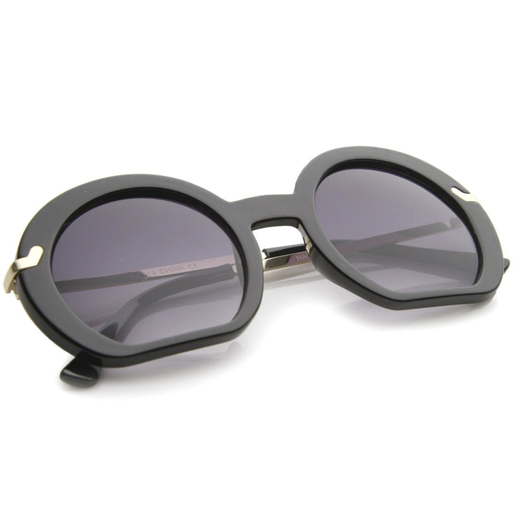 Womens High Fashion Flat Bottom Oversize Round Sunglasses 50mm Image 4