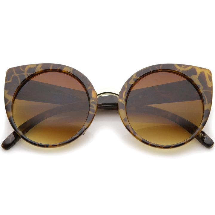 Womens High Fashion Oversize Round Lens Cat Eye Sunglasses 55mm Image 1