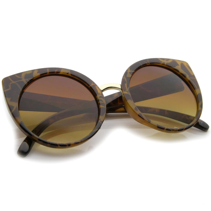 Womens High Fashion Oversize Round Lens Cat Eye Sunglasses 55mm Image 4