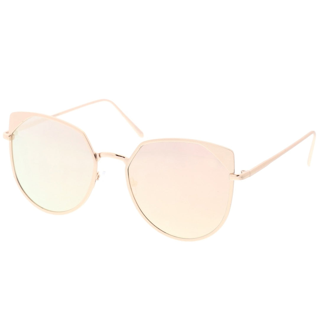 Womens Oversize Cat Eye Sunglasses With Pink Colored Mirror Flat Lens 59mm Image 2