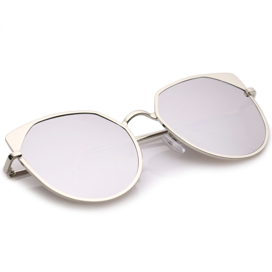 Womens Oversize Cat Eye Sunglasses With Colored Mirror Flat Lens 59mm Image 4