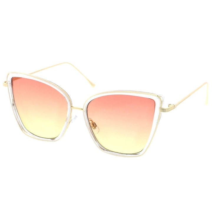 Womens Oversize Cat Eye Sunglasses With Slim Arms Colored Gradient Lens 56mm Image 2