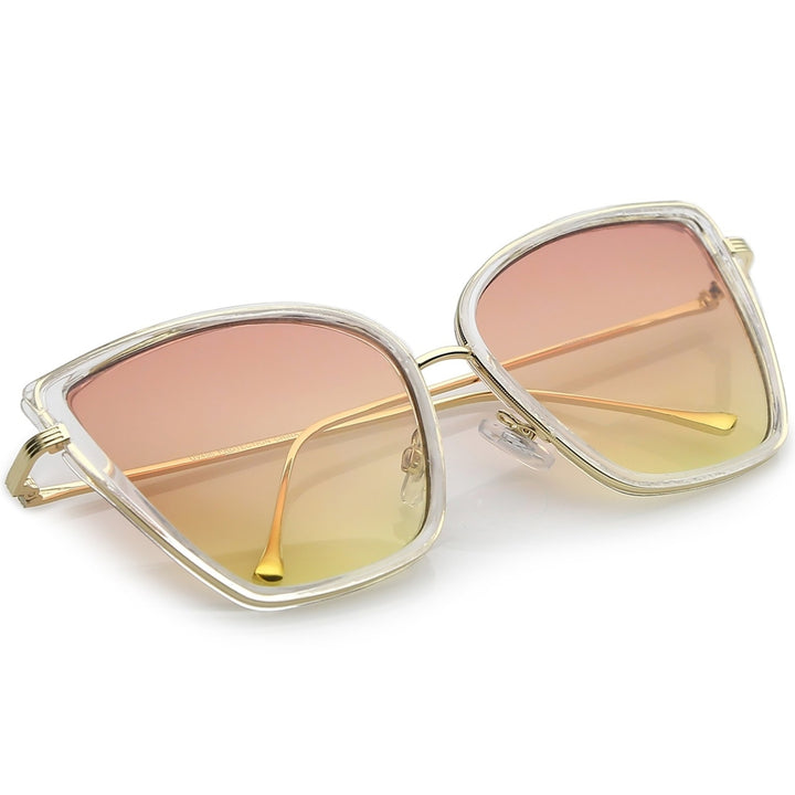 Womens Oversize Cat Eye Sunglasses With Slim Arms Colored Gradient Lens 56mm Image 4