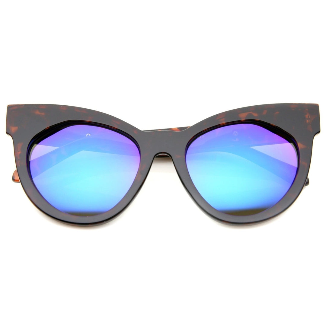 Womens Oversize Chunky Frame Iridescent Lens Cat Eye Sunglasses 55mm Image 1