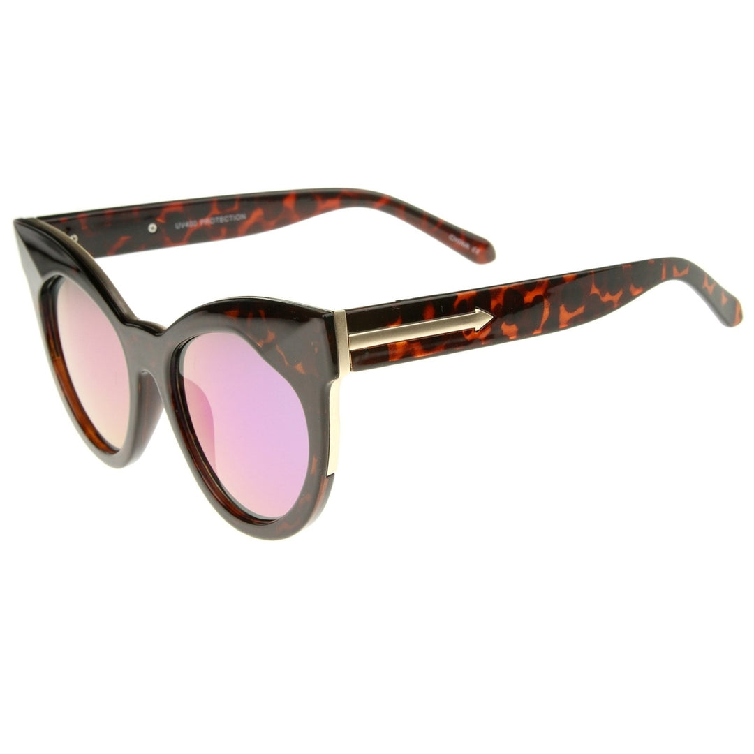 Womens Oversize Chunky Frame Iridescent Lens Cat Eye Sunglasses 55mm Image 3