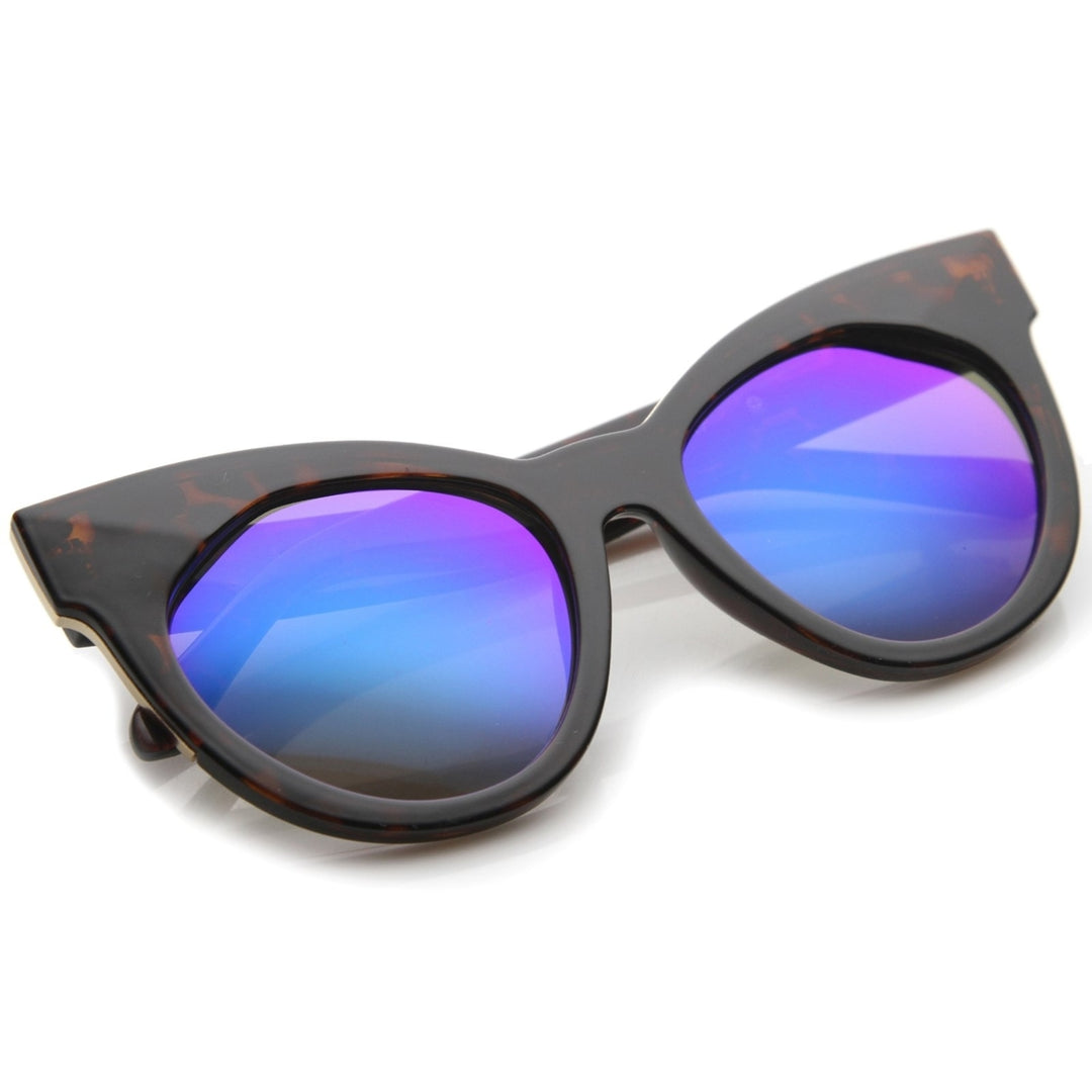 Womens Oversize Chunky Frame Iridescent Lens Cat Eye Sunglasses 55mm Image 4