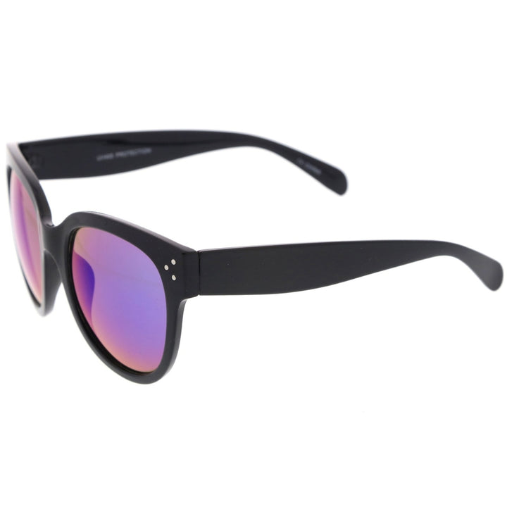 Womens Oversize Horn Rimmed Colored Mirror Lens Cat Eye Sunglasses 56mm Image 3
