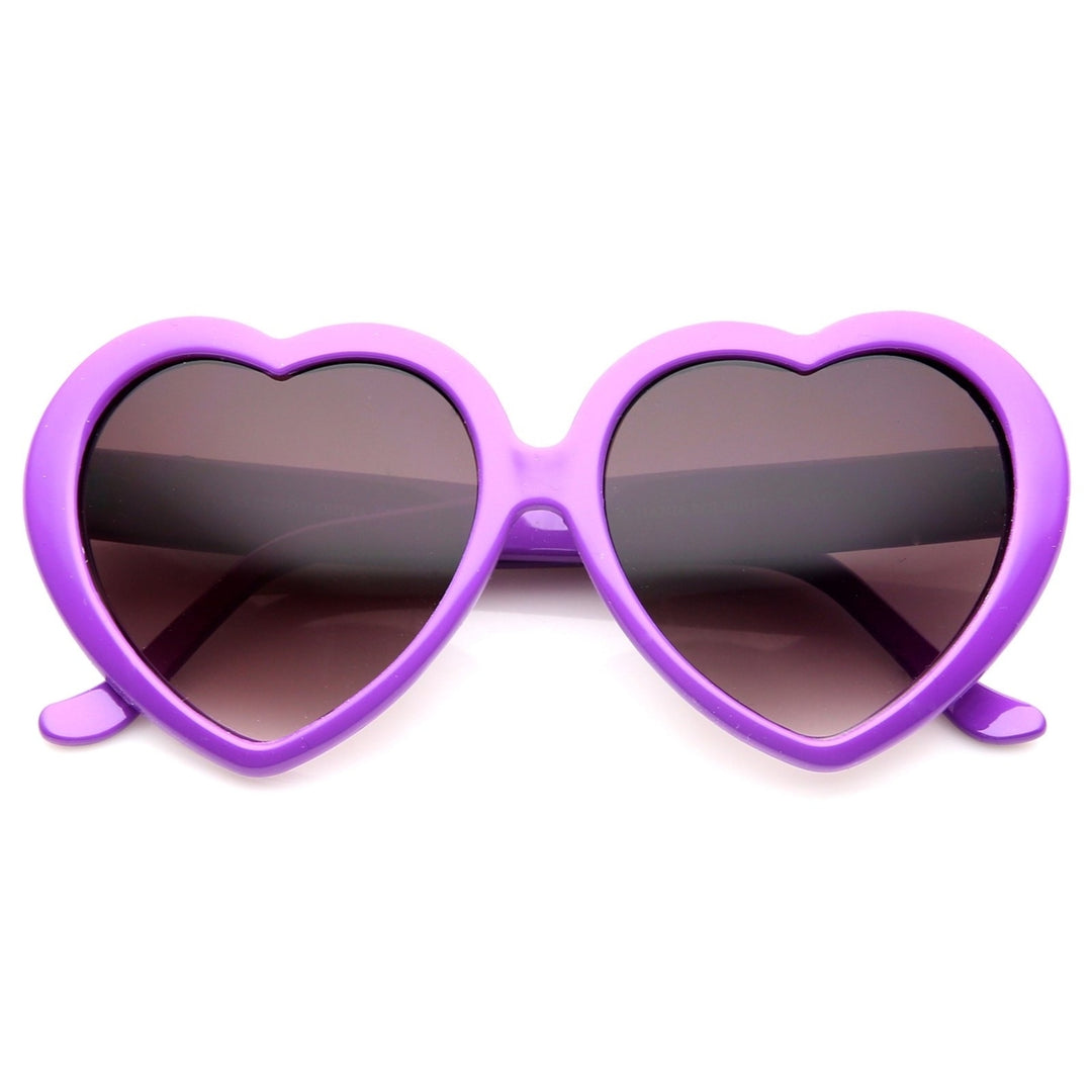 Womens Oversize Neutral-Colored Lens Heart Shaped Sunglasses 55mm Image 1