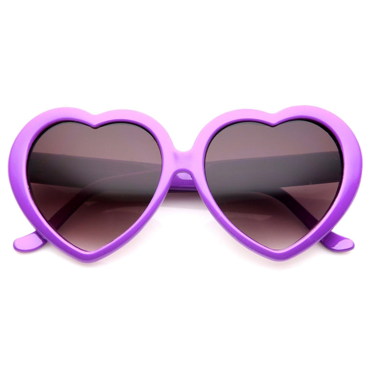 Womens Oversize Neutral-Colored Lens Heart Shaped Sunglasses 55mm Image 1